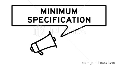 Megaphone icon with speech bubble in word minimum specification on white background Megaphone icon with speech bubble in word minimum specification on white background 140831346