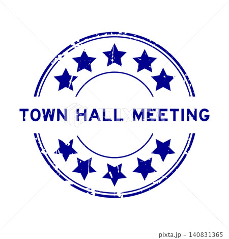 Grunge blue town hall meeting word with star icon round rubber seal stamp on white background Grunge blue town hall meeting word with star icon round rubber seal stamp on white background 140831365