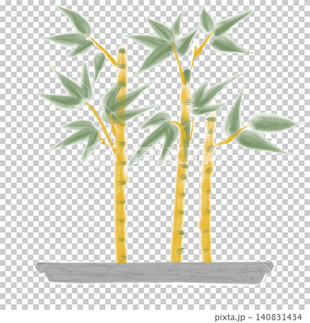 Bamboo bonsai with gold painted in calligraphy. 140831434