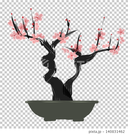 Plum blossoms painted with a brush - Bonsai - Red Plum blossoms painted with a brush - Bonsai - Red 140831462