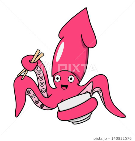 Hand drawn squid ramen illustration Hand drawn squid ramen illustration 140831576