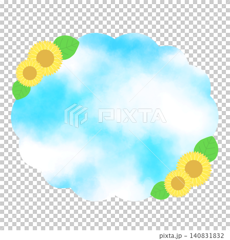 Cute sunflower, cloud, and blue sky frame Cute sunflower, cloud, and blue sky frame 140831832