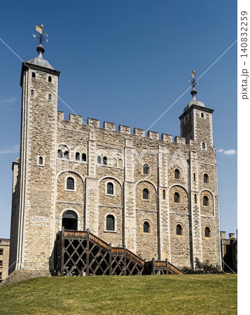 Tower of London - White Tower Historic Medieval Stone Castle Landmark With Wooden Staircase Tower of London - White Tower Historic Medieval Stone Castle Landmark With Wooden Staircase 140832259