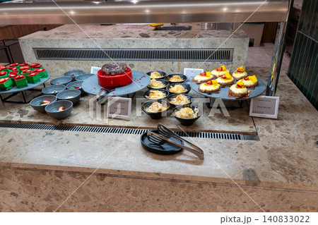 Assorted delicious cakes and pastries at luxury dessert buffet Assorted delicious cakes and pastries at luxury dessert buffet 140833022