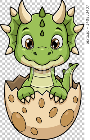 Cute Baby Dragon Hatching From An Egg 140833407