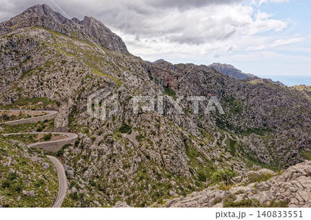 Iconic famous MA-2141 road to Sa Calobra in Serra de Tramuntana, Mallorca Iconic famous MA-2141 road to Sa Calobra in Serra de Tramuntana, Mallorca 140833551
