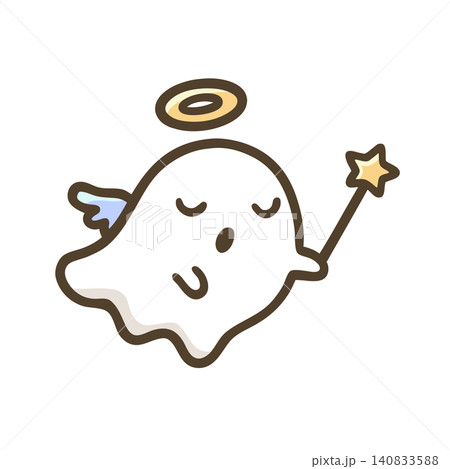 天使の羽と輪をつけたかわいいおばけのハロウィンイラスト 140833588