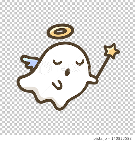 天使の羽と輪をつけたかわいいおばけのハロウィンイラスト 140833588