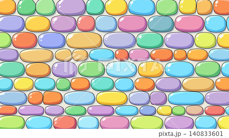 Colorful pastel pebble pattern background with rounded stones and seamless candy 140833601
