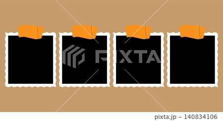 Aesthetic retro square polaroid frames with zig zag borders set Aesthetic retro square polaroid frames with zig zag borders set 140834106