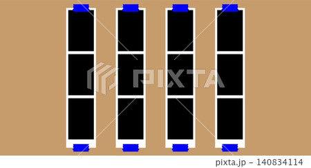 Blank polaroid strip frames with masking tape vectors mockup 140834114