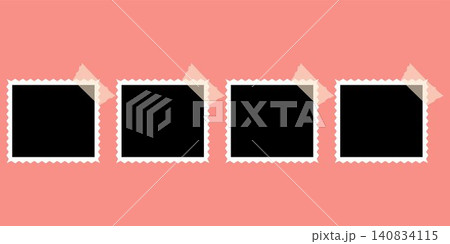 Aesthetic retro square polaroid frames with zig zag borders set Aesthetic retro square polaroid frames with zig zag borders set 140834115