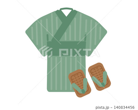 浴衣 草履 下駄 イラストセット 浴衣 草履 下駄 イラストセット 140834456