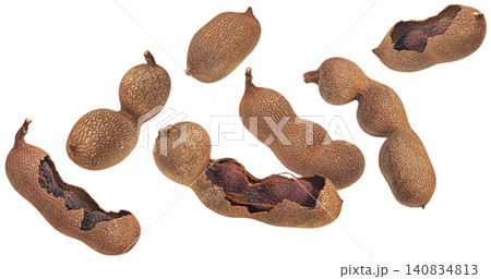 Tamarind pods isolated on white background with clipping path, exotic food ingredient 140834813