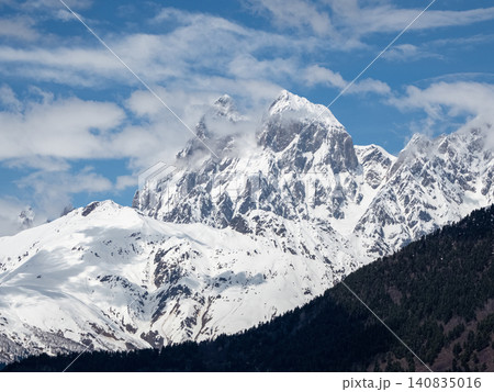 Ushba Mountain is one of the most famous and picturesque peaks of the Greater Caucasus Ushba Mountain is one of the most famous and picturesque peaks of the Greater Caucasus 140835016