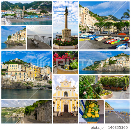 View of Minori on the Amalfi Coast in Italy. View of Minori on the Amalfi Coast in Italy. 140835360