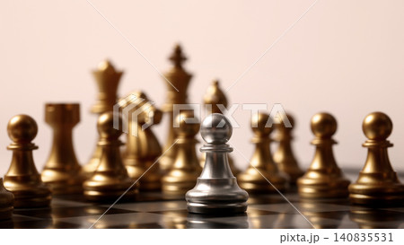 Chess board. Close up chesses strategy concept of silver and gold chess on classic board. Hand carefully moves a piece symbolizing planning decision making leadership competition tactics and success. Chess board. Close up chesses strategy concept of silver and gold chess on classic board. Hand carefully moves a piece symbolizing planning decision making leadership competition tactics and success. 140835531