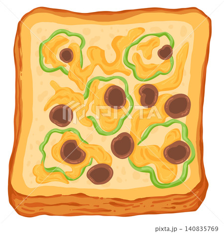 Cheese and Olive Toast Illustration Vector Cheese and Olive Toast Illustration Vector 140835769