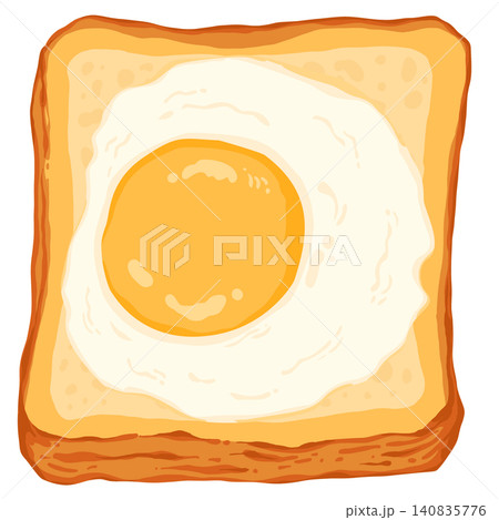 Fried Egg Toast Illustration on Bread Slice Isolated Background 140835776
