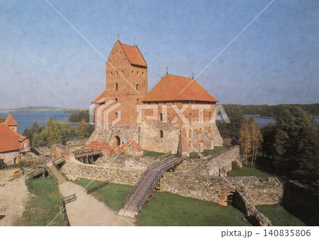 Trakai, Lithuanian SSR, USSR - circa 1986: Trakai Island Castle near Vilnius Trakai, Lithuanian SSR, USSR - circa 1986: Trakai Island Castle near Vilnius 140835806