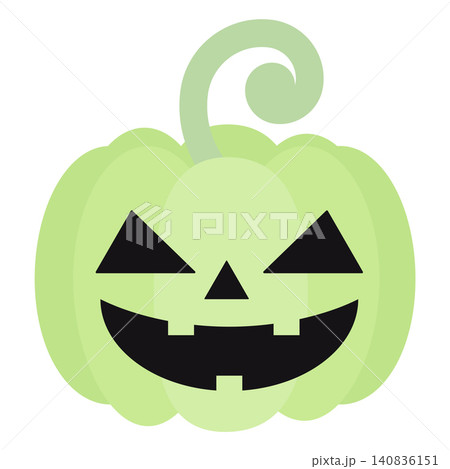 Cute Lime Green Pastel Halloween Pumpkin Jack o lantern Vector 140836151