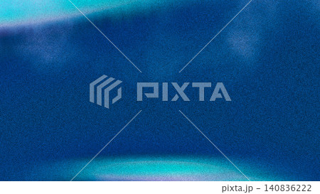 Grainy dark blue abstract background with bright cyan light leaks on top and bottom edges, concept of deep underwater atmosphere or cosmic space 140836222