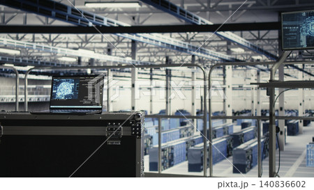AI on notebook in data infrastructure center enabling machine learning tasks powering networks. AI on notebook in data infrastructure center enabling machine learning tasks powering networks. 140836602