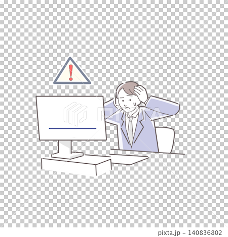 A businessman struggling with computer errors; system trouble illustration A businessman struggling with computer errors; system trouble illustration 140836802