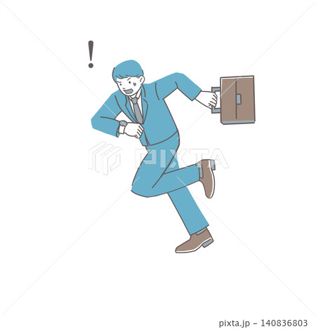 急いで走るビジネスマン 時間に追われる男性イラスト 140836803