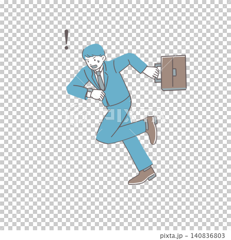 急いで走るビジネスマン 時間に追われる男性イラスト 140836803