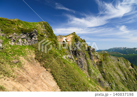 夏の谷川岳・急登西黒尾根からの絶景(夏山登山) 夏の谷川岳・急登西黒尾根からの絶景(夏山登山) 140837198