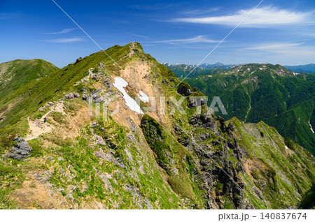 谷川岳の夏景色・トマの耳から見るオキの耳|日本百名山 谷川岳の夏景色・トマの耳から見るオキの耳|日本百名山 140837674