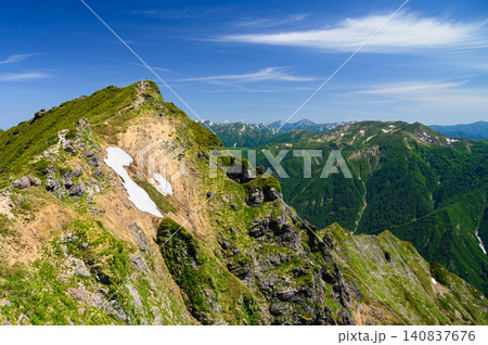 谷川岳の夏景色・トマの耳から見るオキの耳|日本百名山 谷川岳の夏景色・トマの耳から見るオキの耳|日本百名山 140837676