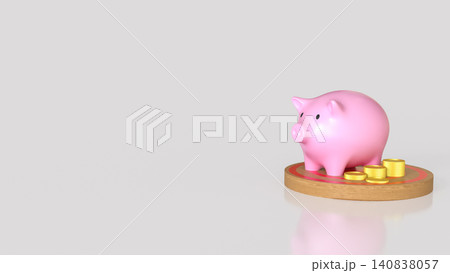 Pink Piggy Bank And Golden Coins For Saving 3d render. Pink Piggy Bank And Golden Coins For Saving 3d render. 140838057