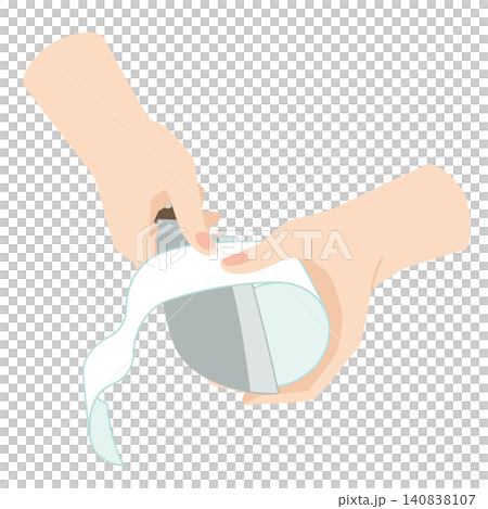A hand peeling a radish with a knife A hand peeling a radish with a knife 140838107