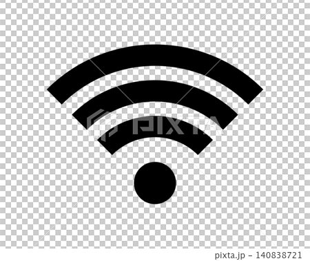 シンプルなWi-Fi（無線LAN）接続アイコンイラスト素材 140838721