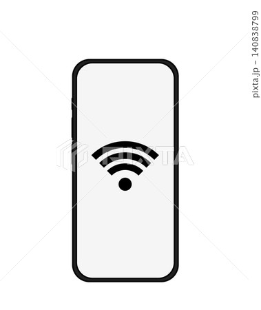 Wi-Fi（無線LAN）接続状態を示すスマートフォンのイラスト素材 140838799