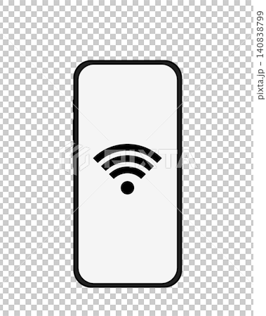 Wi-Fi（無線LAN）接続状態を示すスマートフォンのイラスト素材 140838799