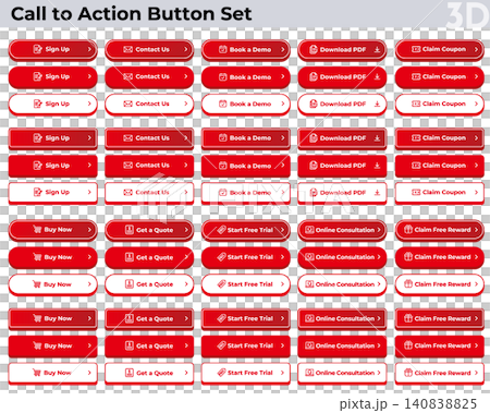 English text 3D CTA button set of 10 Inbound web UI materials 140838825