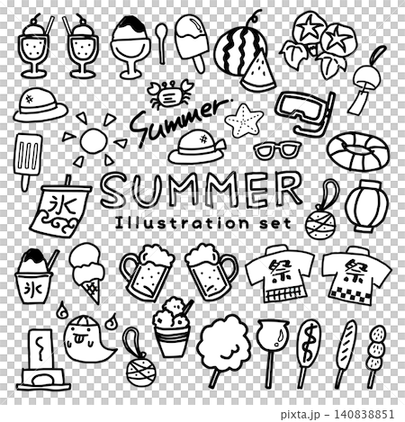 Summer illustration set (line art) Summer illustration set (line art) 140838851