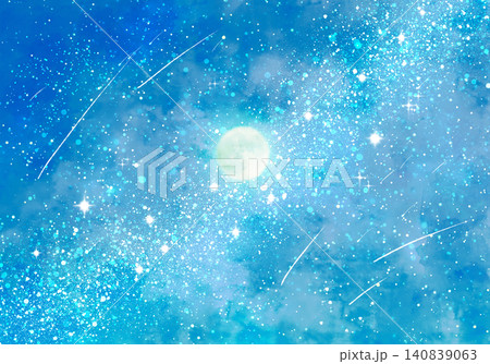 天の川と流星群と満月 天の川と流星群と満月 140839063