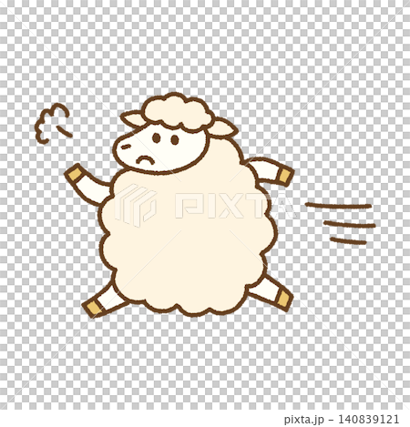 2027 Year of the Sheep New Year's Greeting Card: Running Sheep Character Hand-Drawn Illustration 2027 Year of the Sheep New Year's Greeting Card: Running Sheep Character Hand-Drawn Illustration 140839121