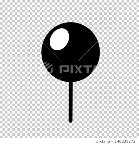 シンプルな黒塗りの丸型ピン留めアイコンイラスト素材 140839272