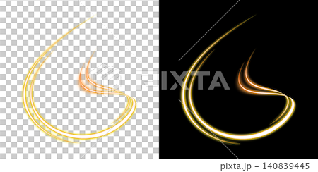 Shining gold light waves, transparent background, curved light, decorative material. Shining gold light waves, transparent background, curved light, decorative material. 140839445
