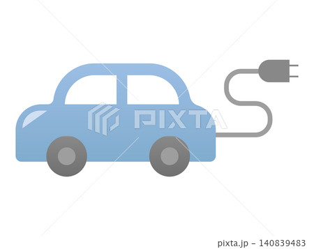 電気自動車のEV白枠イラスト（エコ・サステナブル・SDGs・クリーンエネルギー・ベクター・背景透過） 140839483