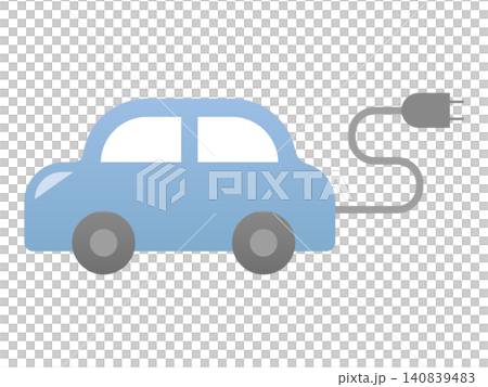 電気自動車のEV白枠イラスト（エコ・サステナブル・SDGs・クリーンエネルギー・ベクター・背景透過） 140839483