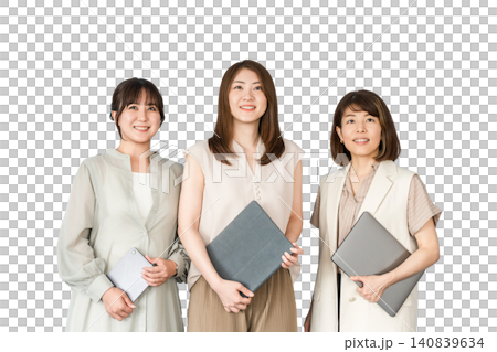 穿著休閒服的商務女性、設計師和拿著電腦的職業女性(可選著裝) 穿著休閒服的商務女性、設計師和拿著電腦的職業女性(可選著裝) 140839634