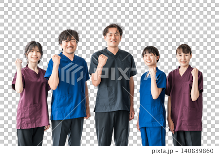 身穿手術服的醫生、護理人員和脊椎按摩師(揮拳、盡力而為、充滿幹勁) 身穿手術服的醫生、護理人員和脊椎按摩師(揮拳、盡力而為、充滿幹勁) 140839860