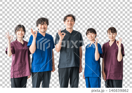 Doctors, caregivers, and chiropractors wearing scrubs (ok, success, cheer) Doctors, caregivers, and chiropractors wearing scrubs (ok, success, cheer) 140839862