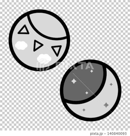 Simple and cute morning and evening icons (monochrome) 140840093